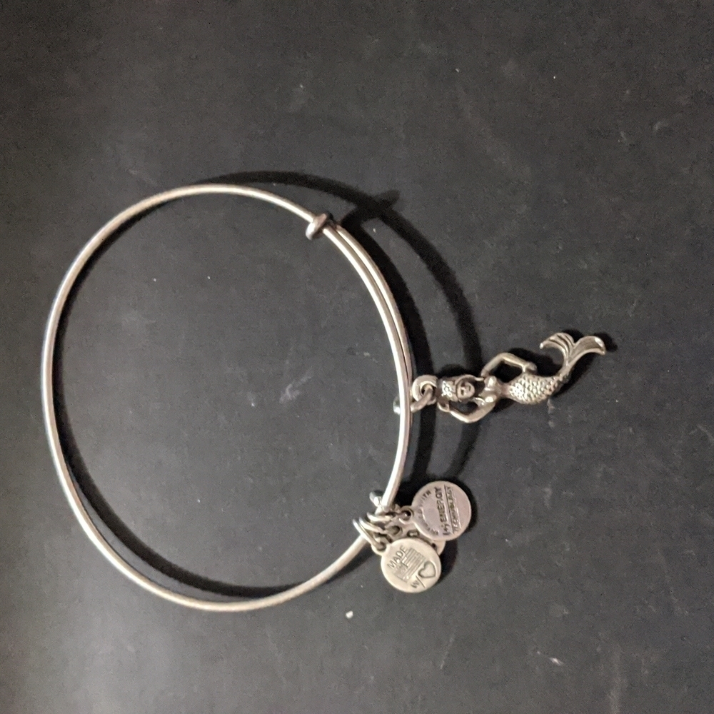 Alex and Ani Silver Tone Mermaid Charm Expandable Statement Bracelet
